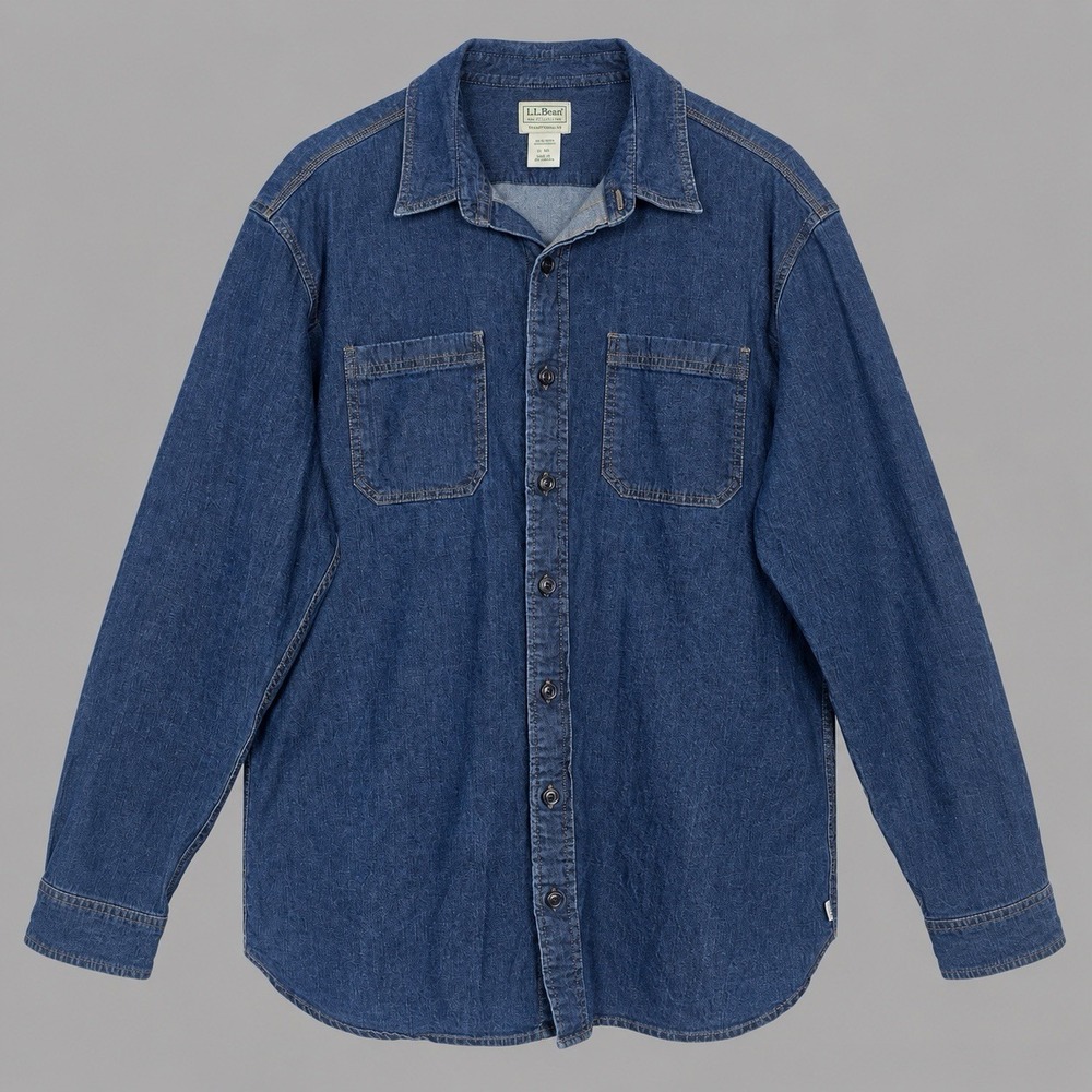 LL Bean Traditional Fit Denim Button Shirt Mens XL Tall